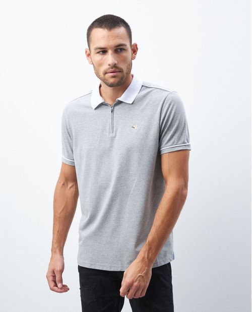 Camiseta de Hombre Tipo Polo, Classic Fit Manga Corta - Perilla de Cierre