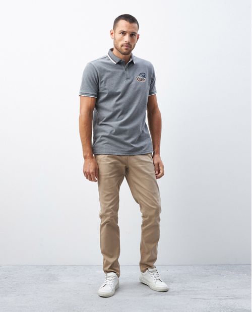 Camiseta de Hombre Tipo Polo, Classic Fit Manga Corta - Tejidos con Rayas en Contraste