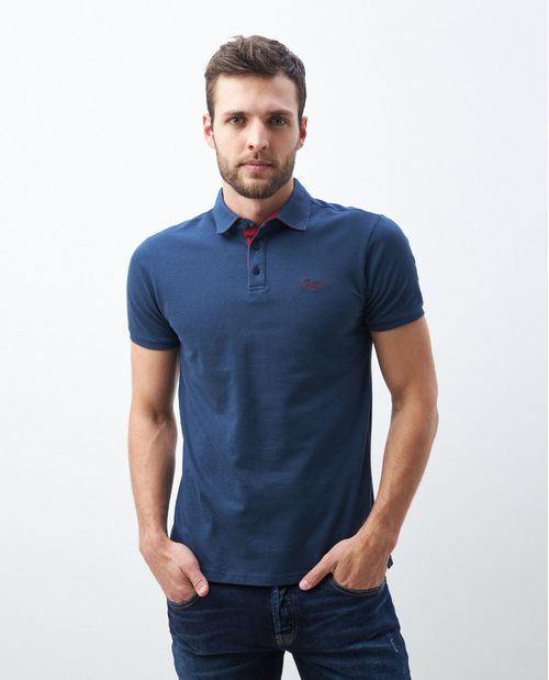 Camiseta de Hombre Tipo Polo, Slim Fit Manga Corta - Detalles en Contraste