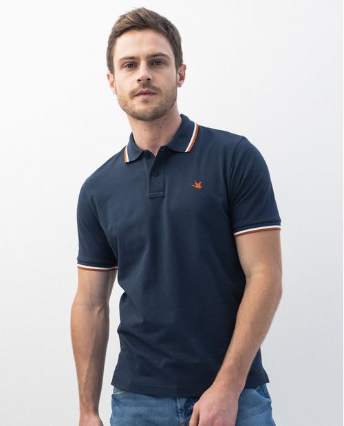 Camiseta de Hombre Tipo Polo, Slim Fit Manga Corta - Tejidos a Rayas