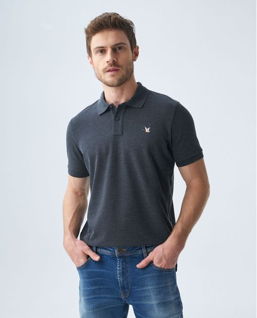 Camiseta de Hombre Tipo Polo, Slim Fit Manga Corta - Tejidos tono a tono - Tela Jaspeada