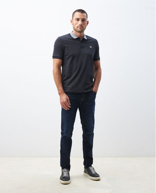 Camiseta de Hombre Tipo Polo, Slim Fit Manga Corta - Detalles en Contraste