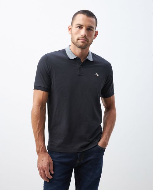 Camiseta de Hombre Tipo Polo, Slim Fit Manga Corta - Detalles en Contraste