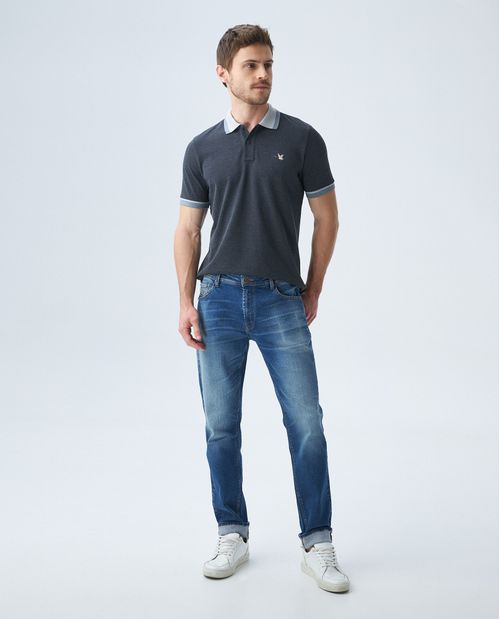 Camiseta de Hombre Tipo Polo, Slim Fit Manga Corta - Detalles en Contraste
