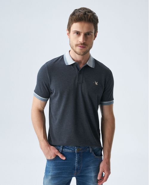 Camiseta de Hombre Tipo Polo, Slim Fit Manga Corta - Detalles en Contraste