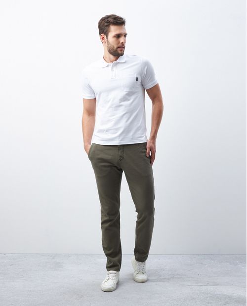 Camiseta de Hombre Tipo Polo, Slim Fit Manga Corta - Bolsillo de Parche