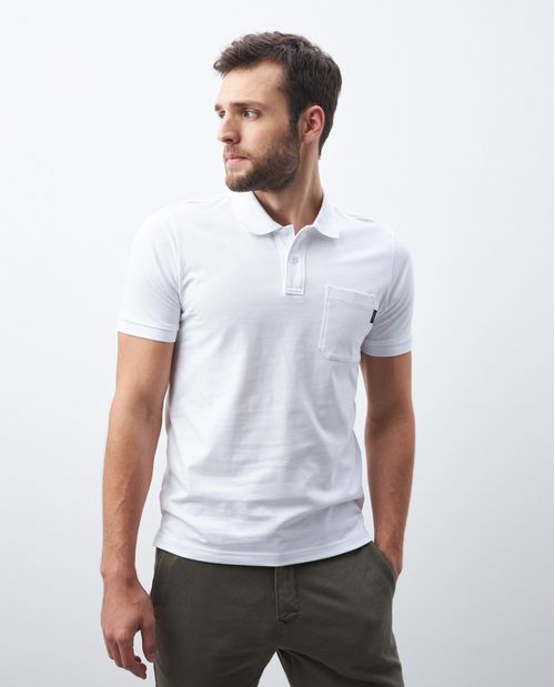 Camiseta de Hombre Tipo Polo, Slim Fit Manga Corta - Bolsillo de Parche