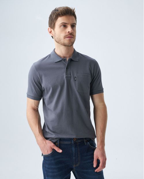 Camiseta de Hombre Tipo Polo, Slim Fit Manga Corta - Bolsillo de Parche