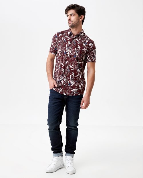 Camisa Resort de Hombre, Classic Fit Manga Corta - Maxi Print Flores