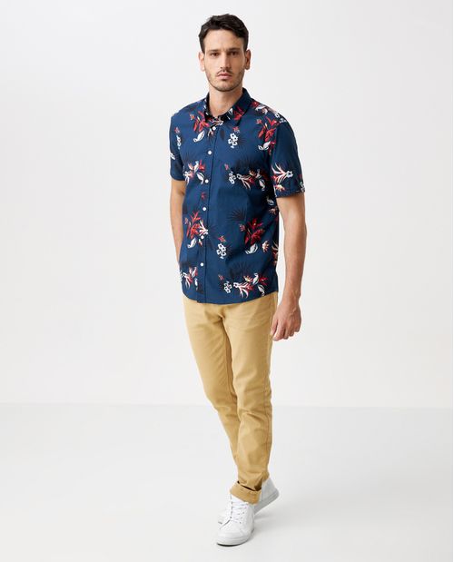 Camisa Resort de Hombre, Classic Fit Manga Corta - Maxi Print Flores