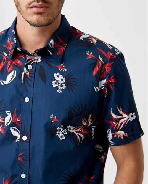 Camisa Resort de Hombre, Classic Fit Manga Corta - Maxi Print Flores