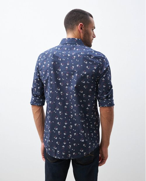 Camisa de Hombre, Classic Fit Manga Larga - Mini Print Flores