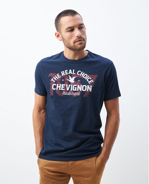 Camiseta de Hombre, Classic Fit Cuello Redondo - Gráfico Técnica Textil