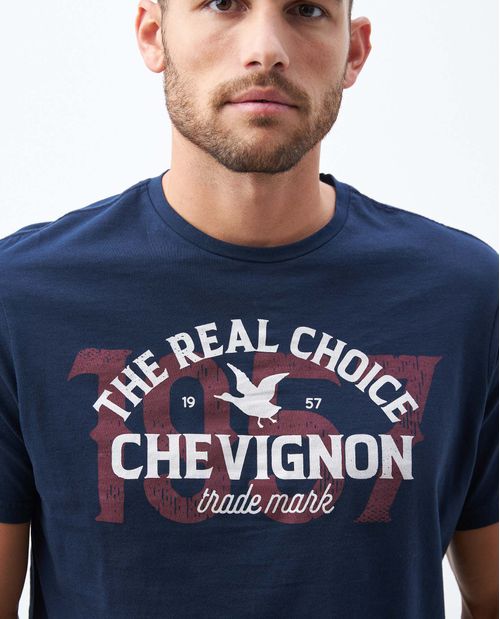 Camiseta de Hombre, Classic Fit Cuello Redondo - Gráfico Técnica Textil