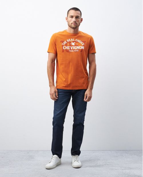 Camiseta de Hombre, Classic Fit Cuello Redondo - Gráfico Técnica Textil
