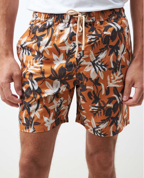 Pantaloneta de Baño Para Hombre, Regular Fit - Maxi Print Hojas