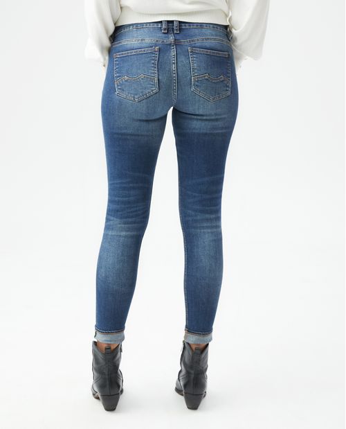 Jean de Mujer Low Rise, Rusty, Bota Skinny - Azul Medio