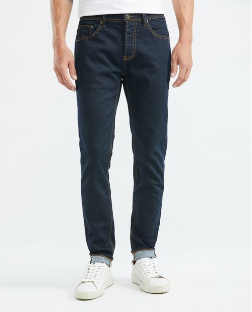 Jean de Hombre Super Slim Fit, Rider, Bota Super Slim - Azul Oscuro Acabado Resinado
