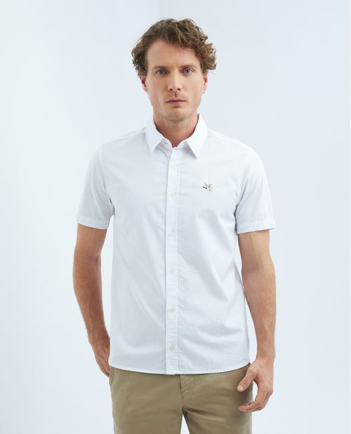 Camisa de Hombre, Slim Fit Manga Corta - Oxford 100% Algodón