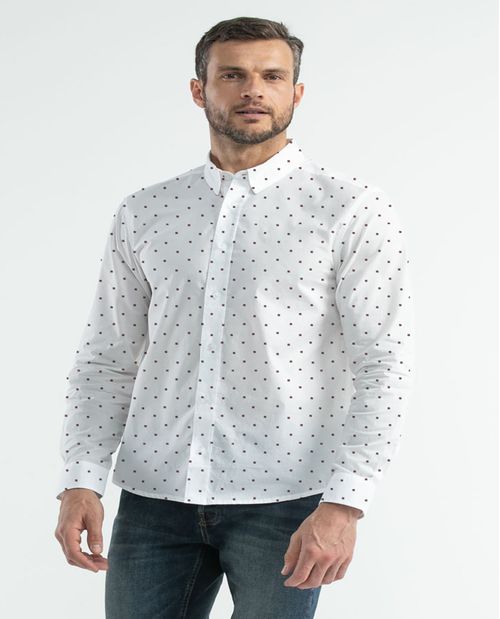 Camisa Premium de Hombre, Slim Fit Manga Larga - Mini Print Coolmax