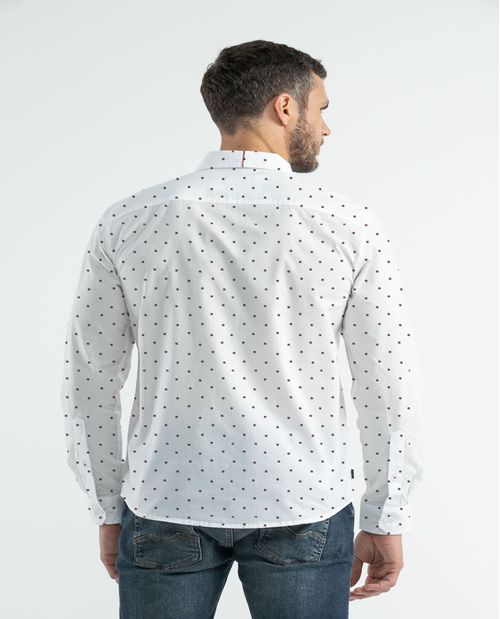 Camisa Premium de Hombre, Slim Fit Manga Larga - Mini Print Coolmax