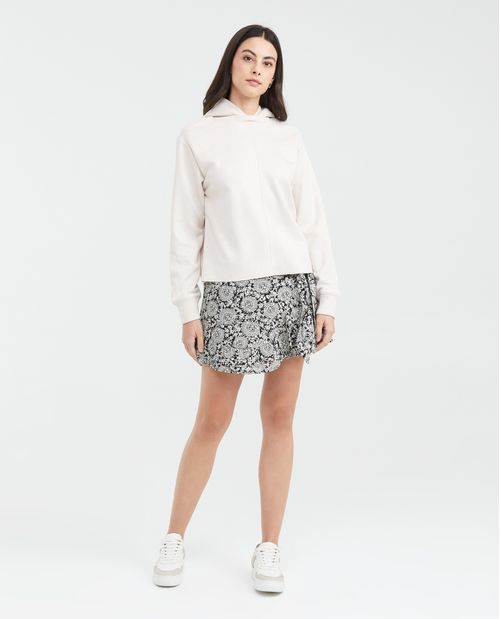Buzo Cerrado con Capucha y Estampado Frontal para Mujer