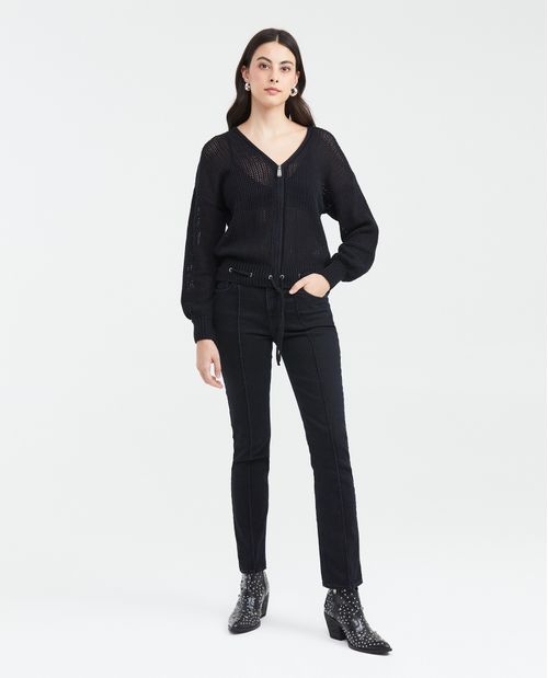 Chaqueta Tejida con Efecto Bomber para Mujer