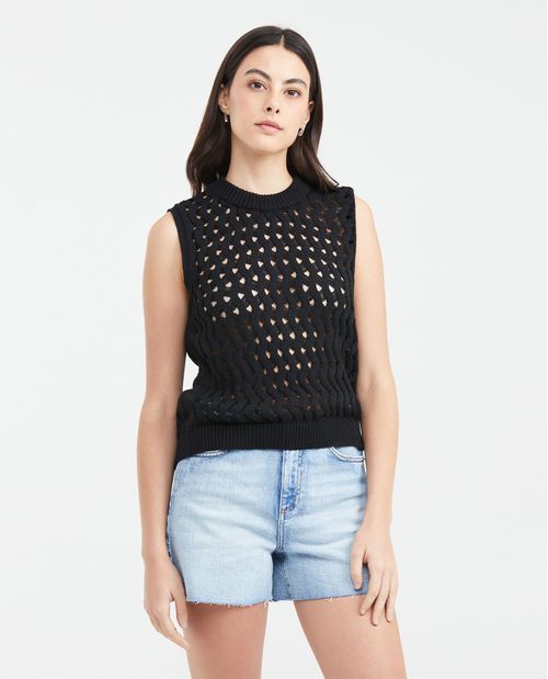 Camiseta en Tejido Tipo Red para Mujer