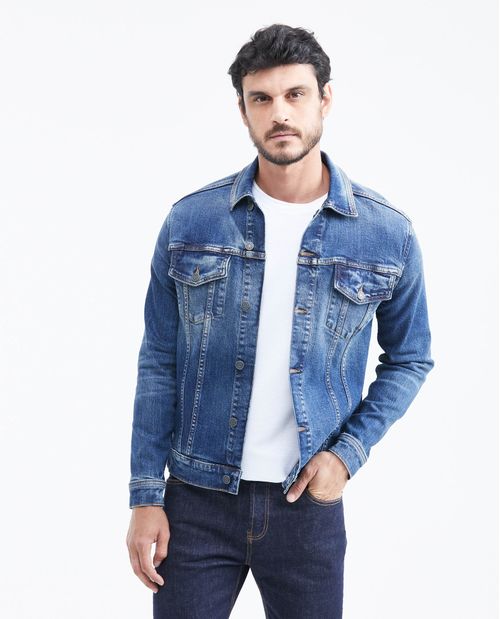 Chaqueta Doble Faz en Denim Azul Medio para Hombre