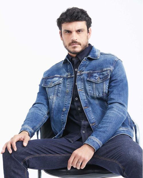 Chaqueta Doble Faz en Denim Azul Medio para Hombre