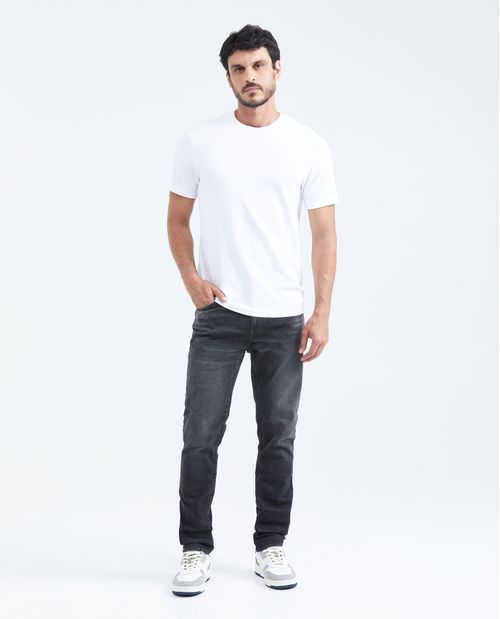 Jean Slim Fit Fit Medio Bota Slim Gris Oscuro para Hombre