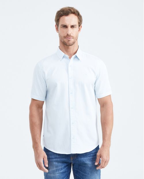 Camisa Slim Fit Manga Corta en Algodón para Hombre