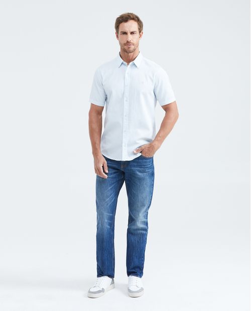 Camisa Slim Fit Manga Corta en Algodón para Hombre