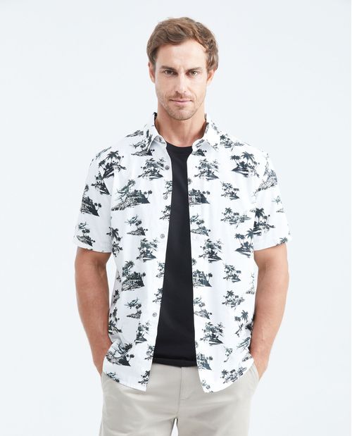 Camisa Classic Fit Manga Corta con Estampado Maxi Print para Hombre