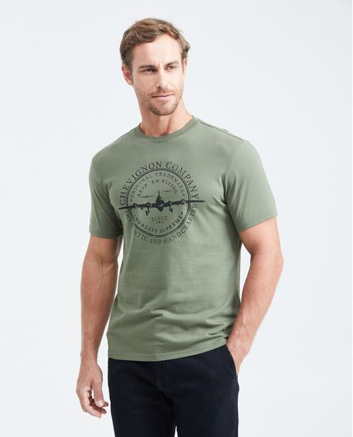 Camiseta Slim Fit Estampada Cuello Redondo para Hombre