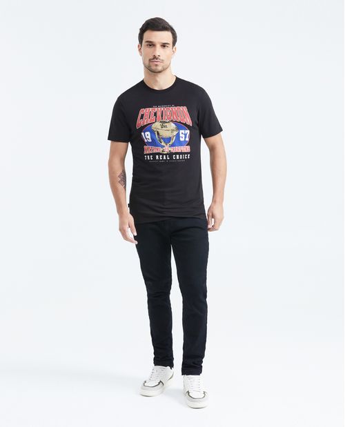 Camiseta Slim Fit Estampada Cuello Redondo para Hombre