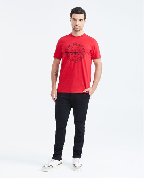 Camiseta Slim Fit Estampada Cuello Redondo para Hombre