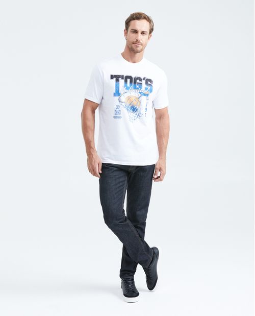 Camiseta Classic Fit Estampada Cuello Redondo para Hombre