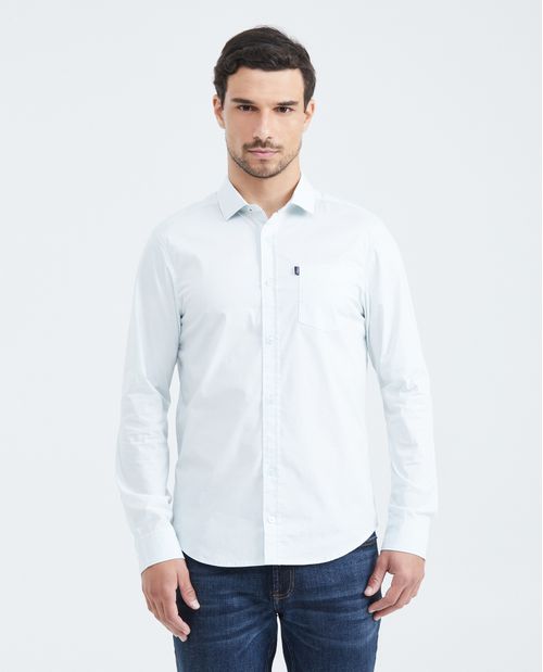 Camisa Slim Fit Manga Larga con Bolsillo para Hombre