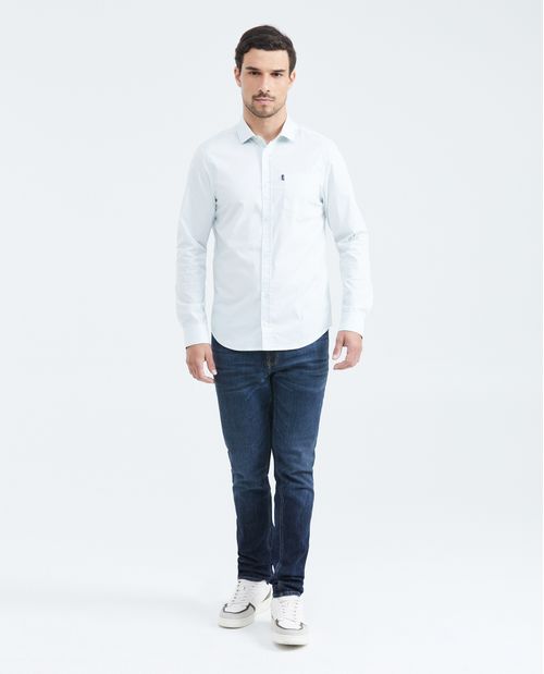 Camisa Slim Fit Manga Larga con Bolsillo para Hombre