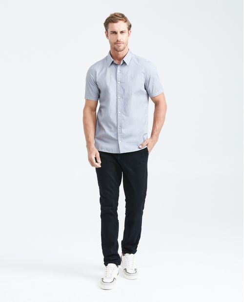 Camisa Slim Fit Manga Corta en Algodón para Hombre