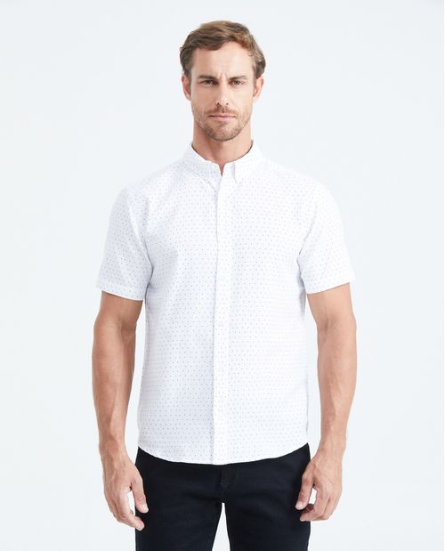 Camisa Slim Fit Manga Corta con Estampado Mini Print para Hombre