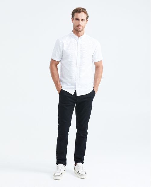 Camisa Slim Fit Manga Corta con Estampado Mini Print para Hombre