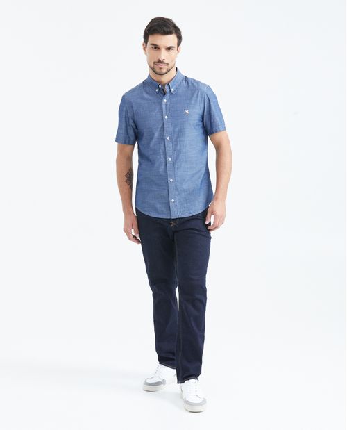 Camisa Slim Fit Manga Corta en Algodón para Hombre