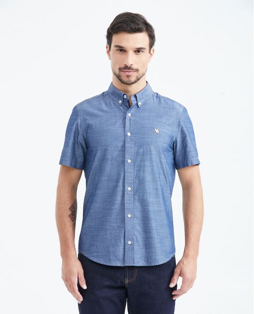 Camisa Slim Fit Manga Corta en Algodón para Hombre