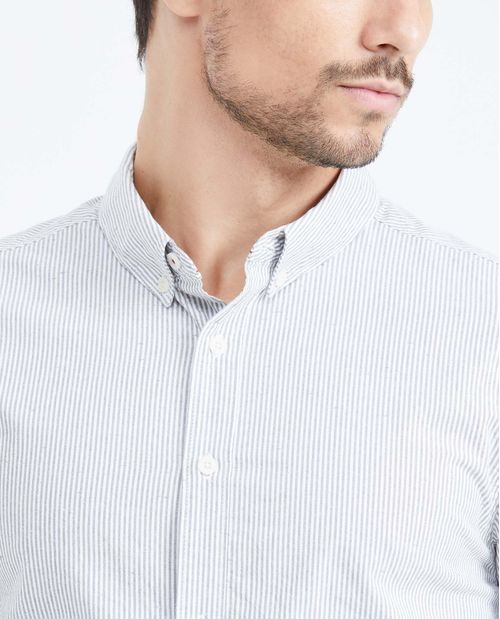 Camisa Slim Fit Manga Larga con Estampado de Rayas para Hombre