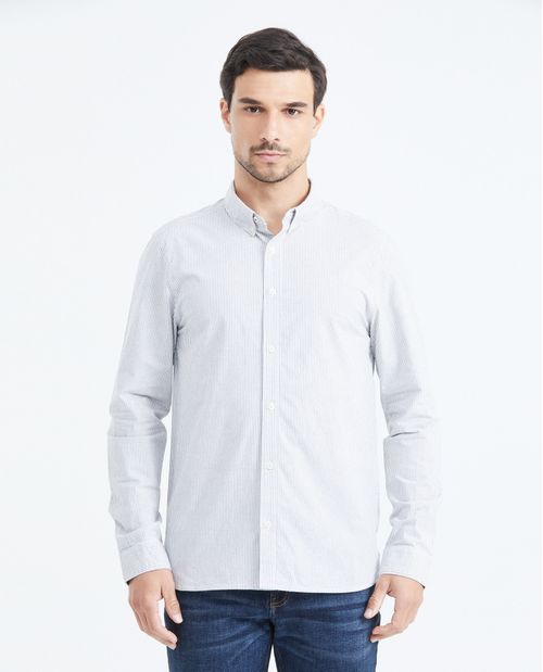 Camisa Slim Fit Manga Larga con Estampado de Rayas para Hombre