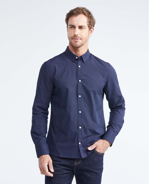 Camisa Premium Manga Larga con Estampado Mini Print para Hombre