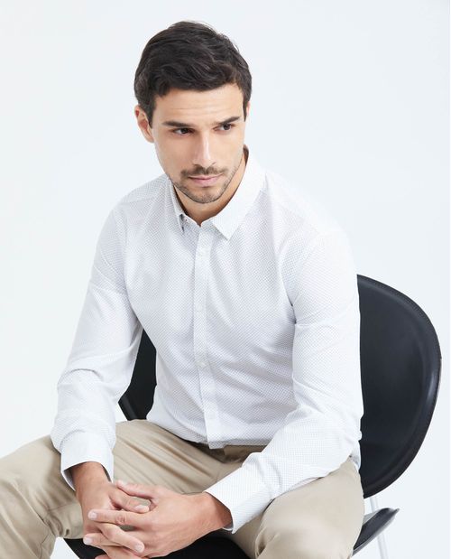 Camisa Premium Manga Larga con Estampado Mini Print para Hombre