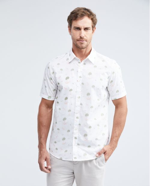 Camisa Classic Fit Manga Corta Tipo Resort Estampado para Hombre